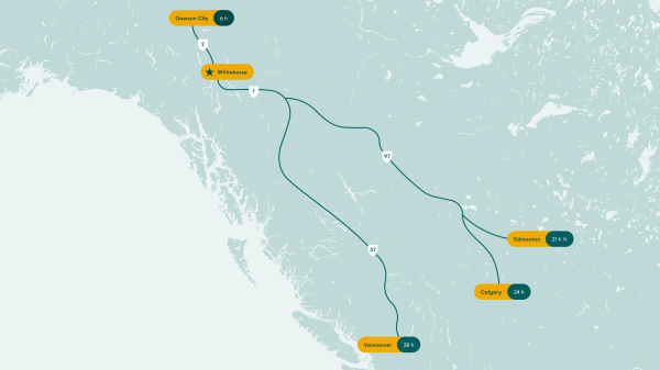Road to drive to the Yukon in Summer