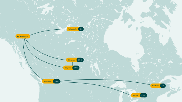 Summer map to travel by plane to Yukon