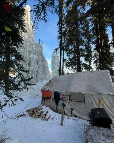 Ice tower and wall tent