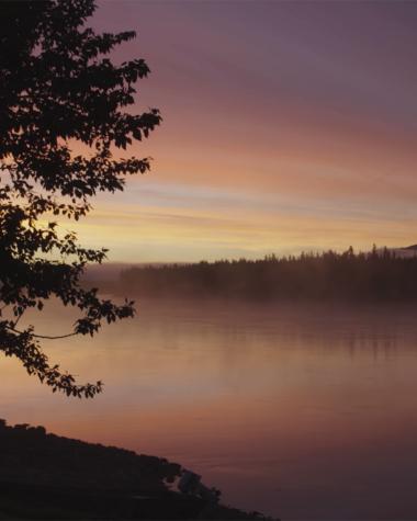 Misty mornings on the Pelly River at sunrise