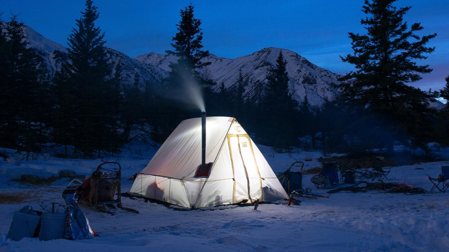 Tent in outlet winter