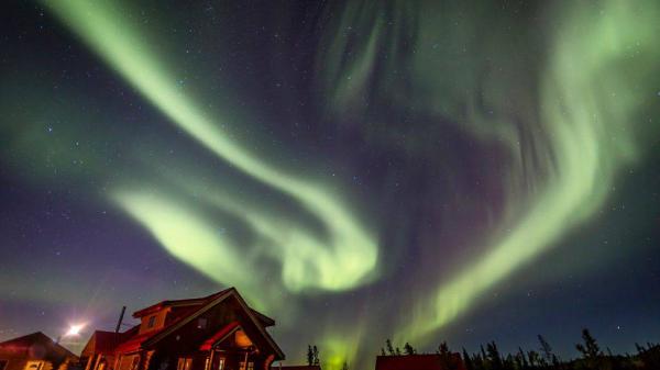 aurora over a chalet