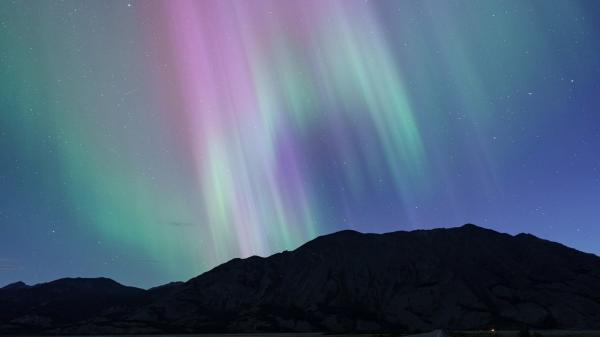 multi-coloured aurora over dawson city