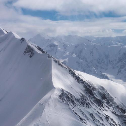 A snowy mountain ridge in Kluane National Park