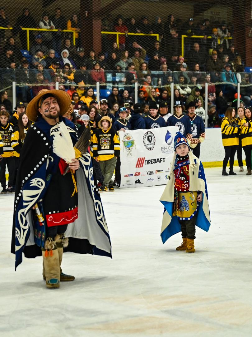 Puck drop at the native hockey tournament