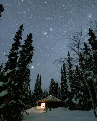 Star gazing from a yurt in Dawson City, Yukon